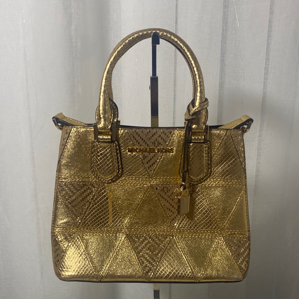 Guc Michael Kors Gold Textured Satchel